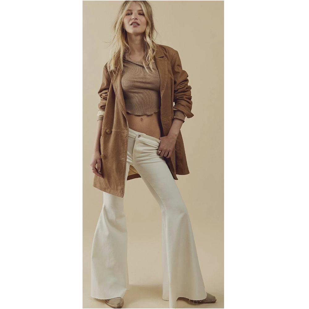 FREE PEOPLE High Rise White Flare Jeans
